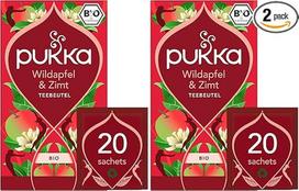"Pukka Tea", ekologiška prieskoninė vaisių arbata "Laukinis obuolys ir cinamonas", laukinis obuolys, apelsino žievelė ir cinamonas, mažiems kasdieniams nuotykiams, 2 pakuotės, 20 arbatos maišelių