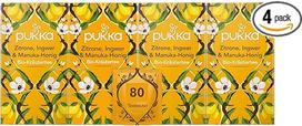 "Pukka" arbatos rinkinys, ekologiška žolelių arbata "Citrina, imbieras ir Manuka medus", citrina, imbieras, medus ir ciberžolė, stiprioms kasdienėms akimirkoms, 4 pakuotės, 80 arbatos maišelių