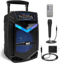 "Pyle PA" "Bluetooth" garsiakalbis, karaokės aparatas su karaokės mikrofonu, muzikinė dėžutė, "Bluetooth" dėžutė, vakarėlių dėžutė, 1200 W įkraunama, 15 colių žemų dažnių garsiakalbis, 1 colio aukštų dažnių garsiakalbis, įrašymo funkcija, vakarėlių apšvie