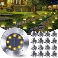 "Qedertek" sodo žemės žibintai, 8 vnt. 8 LED saulės lauko žibintai, šiltai balta saulės šviesa, IP65 vandeniui atsparūs sodo žibintai, saulės žibintai vejai, pėsčiųjų takui, kiemui, sodui