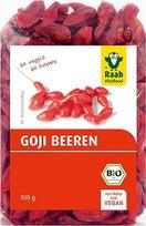 "Raab Vitalfood" ekologiškos goji uogos, aukščiausios kokybės, kontroliuojami likučiai, laboratoriškai patikrintos, nesulfuruotos, be priedų, veganiškos, daug natūralios geležies, kalio, vitamino C, vilkdalgiai, pakuotė po 1 (100 g)
