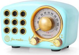 "Radio Feegar Retro Bluetooth" garsiakalbis, senovinis FM radijo imtuvas su senoviniu klasikiniu stiliumi, stiprus žemų dažnių stiprinimas, didelis garsumas, F kortelės lizdas ir MP3 grotuvo AUX veikimas, "MicroSD" kortelė (mėlyna)