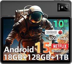 "Raemond Tablet" 10 colių "Android 15" planšetinis kompiuteris su 18GB RAM + 128G ROM (1TB TF), IPS 1280 x 800, "Widevine L1" suderinama aštuonių branduolių planšetė su "WiFi 5G", T30 CPU, 5MP + 8MP, 6000 mAh, "Face ID", sertifikuota "Google