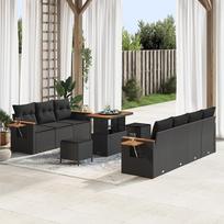 "Rantry" 10 dalių sodo-dėžės komplektas su kilimėliais Schwarz Poly Rattan Akazie, 3 dalių sodo-dėžės komplektas su kilimėliais Schwarz Poly Rattan Akazie Gartenlounge Modelis3365089