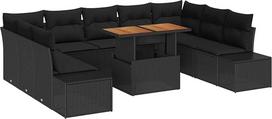"Rantry" 10 dalių sodo-dėžės komplektas su sėdynėmis Schwarz Poly-Rattan Gartenlounge Modelis3358746