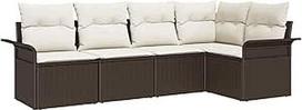"Rantry" 5 dalių sodo sofos komplektas su kilimais Braun Poly Rattan Gartenlounge Modelis3345358