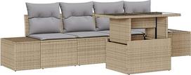 "Rantry" 5 dalių sodo-dėžės komplektas su sėdynėmis - Beiges Poly-Rattan Gartenlounge Modelis3349086