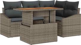 "Rantry" 5 dalių sodo-dėžės komplektas su sėdynėmis Grau Poly Rattan Gartenlounge Modelis3358568