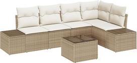 "Rantry" 6 dalių sodo-dėžės komplektas su sėdynėmis Braun Poly Rattan Gartenlounge Modelis3355740