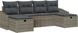 "Rantry" 6 dalių sodo-dėžės komplektas su sėdynėmis Grau aus Poly-Rattan Gartenlounge Modelis3360650