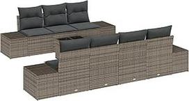 "Rantry" 8 dalių sodo sofos komplektas su kilimais Grau Poly Rattan Gartenlounge Modelis3346969