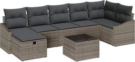 "Rantry" 8 dalių sodo sofos komplektas su kilimais Graues Kunststoff-Rattan Gartenlounge Modelis3360640
