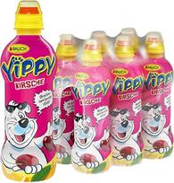 "Rauch Yippy Cherry Fruity" spalvingas vaikiškas maistas su 5 vitaminais ir kalciu 6 x 330 ml PET buteliukai