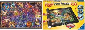 "Ravensburger" dėlionė 16718 Zodiako ženklai 3000 detalių dėlionė ir "Ravensburger Roll Your Puzzle XXL" dėlionės kilimėlis, skirtas dėlionėms iki 3000 detalių, dėlionės kilimėlis ritinimui