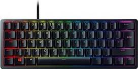 "Razer Huntsman Mini" (raudonas jungiklis) - 60% kompaktiška žaidimų klaviatūra (linijiniai optiniai mechaniniai jungikliai, dvigubo ryškumo PBT klavišų dangteliai, nuimamas USB-C laidas), UK išdėstymas, juoda