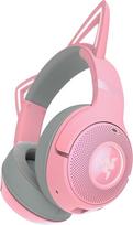 "Razer Kraken Kitty V2 BT" belaidės "Bluetooth" RGB žaidimų ausinės su šviečiančiomis katės ausimis (Bluetooth 5.2 su žaidimų režimu, "TriForce" 40 mm garsiakalbis) Quartz