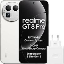 "realme GT 8 Pro" išmanusis telefonas 12GB+256GB, 200MP teleobjektyvas, fotoaparatas su RICOH GR technologija, "Snapdragon 8 Elite Gen 5", 7000mAh titano baterija, 120W greitasis įkrovimas + 50W belaidis įkrovimas, baltas