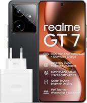 "realme GT7" 5G išmanusis telefonas, 12GB + 256GB, pavyzdinis 5G lustų rinkinys "Density 9400e", 7000 mAh baterija, 120W įkrovimas, 50MP IMX906 OIS kamera, 120Hz 6000nit ekranas, IP69, juodas RR