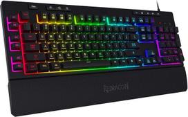 "Redragon K512 Shiva US Layout" membraninė žaidimų klaviatūra, RGB apšvietimas, programuojami G klavišai, daugialypės terpės valdikliai, integruota riešo atrama, QWERTY išdėstymas