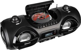 "Reflexion CDR900BT" nešiojamasis Hi-Fi stereofoninis "Boombox", CD grotuvas, (2 x 100 W) FM radijas, "Bluetooth", LCD skaitmeninis ekranas ir ekvalaizerio funkcija, įvairiaspalvė disko šviesa, juoda spalva