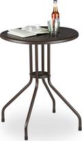 "Relaxdays" sodo stalas apvalus plastikinis ir metalinis H x D 74 x 60 cm rudos spalvos | Bistrotisch, Rattan Optik, Balkontisch klein