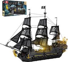 "Reobrix Black Pearl" piratų laivas 66036, didelis burlaivis piratų laivas, pagamintas iš spaudžiamųjų kaladėlių su apšvietimu, pilnas nuotykių laivas vaiduoklis, dovana suaugusiesiems 14+ (4708 dalių)
