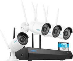 "Reolink" 5 MP WLAN lauko stebėjimo kamerų rinkinys, 5 GHz/2,4 GHz "Wi-Fi", 12CH NVR su 1 TB HDD, išplečiamas iki 8 TB, visiškai metalinė medžiaga, AI aptikimas, 30 m naktinis matymas, 24/7 įrašymas, RLK12-500WB4