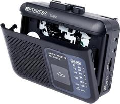 "Retekess TR606" nešiojamasis kasečių grotuvas, magnetofonas, mažas FM AM radijas, 3,5 mm ausinių lizdas, nedidelis kasečių grotuvas, greitas perstūmimas pirmyn ir atgal (juodas)