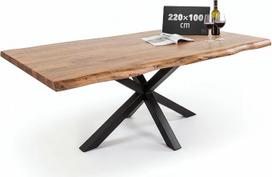 "Riess Ambiente Mammut Nature" valgomojo stalas iš medžio kamieno 220 cm Akacija 6 cm stalviršis "Star Frame