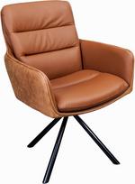 "Riess Ambiente Swivel Design Chair Big George Cognac Leather Microfibre Armrests Retro valgomojo kėdė Virtuvės kėdė Armrest Chair