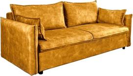 "Riess Ambiente" dizaino sofa-lova Apartment 215 cm garstyčių geltonos spalvos aksomo 3 vietų sofa su lovos dėže