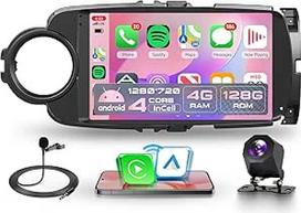 "Rimoody" 4G + 128G "Android" automobilinis radijas "Toyota Yaris Grmn" 2012-2017 m. 9 colių vidinis HD jutiklinis ekranas su belaidžiu "Carplay" "Android" automobilis su navigacija GPS Mirror Link Bluetooth FM/RDS/EQ WiFi atbuline eiga
