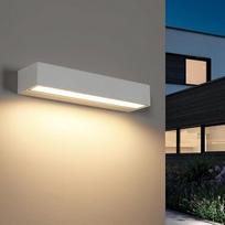"Riserva" LED sieninis šviestuvas vidaus/lauko patalpoms, modernus 16 W lauko sieninis šviestuvas, atsparus vandeniui IP65, baltas metalinis sieninis šviestuvas sodui, balkonui, kiemui, prieškambariui, garažui, 3000 K šilta balta spalva, 30 cm