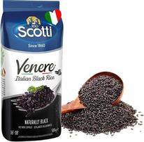 "Riso Scotti Venere" juodieji viso grūdo ryžiai 500 g - aromatingi itališki ryžiai su riešutų skoniu ir natūralia juodai violetine spalva