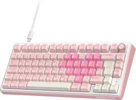 "RK ROYAL KLUDGE R75" žaidimų klaviatūra, belaidė, 75% tarpinė mechaninė klaviatūra QWERTZ TKL su mygtukais, Bluetooth/2.4G/USB-C RGB, PBT klavišų dangteliai, "Hot Swap" linijiniai kreminiai jungikliai