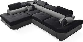 "Robin Saturn" kampinė sofa su miego funkcija, sofa lova su saugojimo dėže ir pagalve, laisvai pastatoma L formos kampinė sofa, apmušalų komplektas, sofa