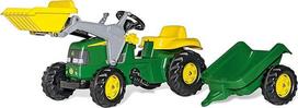 "Rolly Toys" žaislai rollyKid "John Deere 023110" vaikiškas pedalinis traktorius su priekiniu krautuvu ir priekaba, žalias