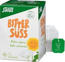 "Salus Bitter Sweet Tea" - iš rinktinių ekologiškų žolelių ir prieskonių - jaučiamas kartumas, skonis saldus - 15 filtrų maišelių