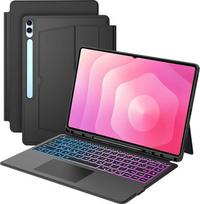 "Samsung Galaxy Tab S11 Ultra 2025/S10 Ultra/S9 Ultra/S8 Ultra 14,6 colių dėklas su klaviatūra: Vokiečių QWERTZ išdėstymo klaviatūra su jutikliniu kilimėliu | 7 spalvų apšvietimo klaviatūros dėklas su rašiklio laikikliu