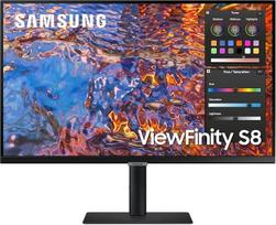 "Samsung ViewFinity S8UP" verslo monitorius 27 colių IPS skydelis 4K UHD skiriamoji geba 98 % DCI-P3 spalvų erdvės aprėptis grafiniam dizainui Atnaujinimo dažnis 60 Hz 5 ms USB-C su 90 W įkrovimo jungtimi