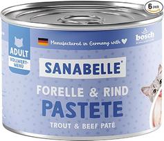 "Sanabelle" šlapio maisto skanėstai su upėtakiais ir jautiena, 6 x 195 g, 1,17 kg