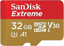 "SanDisk Extreme" 32GB "MicroSD" kortelė mobiliesiems žaidimams (skaitymo greitis iki 100MB/s, skirta išmaniesiems telefonams, AAA/3D/VR žaidimų grafikai ir 4K UHD vaizdo įrašams, 10 klasė, UHS-I, U3, V30)