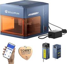 "SCULPFUN iCube Ultra Dual 12W lazerinės graviravimo staklės su oro pagalbiniu rinkiniu, 12 W diodų ir 1,2 W infraraudonųjų spindulių, lazerinis pjaustytuvas medienai, odai, akrilui, su automatiniu fokusavimu ir dūmų filtru, 150 x 150 mm