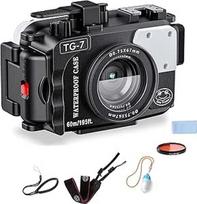 "Sea frogs" fotoaparato korpusas, suderinamas su "Olympus TG-7" su raudonuoju filtru ir lempa, IPX8 vandeniui atsparus, apsauga nuo 60 m/196 pėdų gylio po vandeniu, idealiai tinka nardymui, banglenčių sportui, irklavimui (juodas)