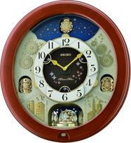 "Seiko Melodies in Motion" sieninis laikrodis su besisukančia švytuokle, medinis, rudos spalvos, 15,2 x 53,4 x 49,5 cm