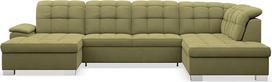 "Selsey" kampinė sofa 330 x 212 cm U formos alyvuogių žalios spalvos modulinė sofa su miego funkcija "Ottoman" sofa su daiktų laikymo erdve / lovos dėže Reguliuojami galvos atlošai Nepralaidi vandeniui Atsparus trinčiai Kairė pusė