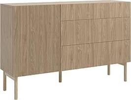 "Selsey" komoda su stalčiais Sandėliavimo spintelė, 1 durys, 3 stalčiai, spintelė, stalčius, atidaroma "Push to Open", 140 cm, Nolie, alyvuotas ąžuolas | Aufbewahrungsschrank, Schubladenschrank, 1 Tür, 3 Schubladen, Push to Open