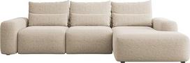 "Selsey" sofa kampinė sofa lova sofa su laikymo erdve miego funkcija lengva priežiūra su pagalvėle juosmens pagalvėlė L formos laisvai pastatoma dešinė šenilinė smėlio spalvos "Carnos