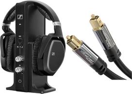 "Sennheiser RS195-U" skaitmeninė belaidė ausinių sistema ir "KabelDirekt" - TOSLINK kabelis, optinis garso kabelis - 3 m - šviesolaidinis kabelis garso kolonėlėms