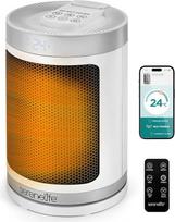 "SereneLife" šildytuvas, taupantis energiją, 1500 W elektrinis šildytuvas, tylus, su termostatu, "Wi-Fi" programėle, nuotolinio valdymo pultu, 12 val. laikmačiu ir apsauga nuo perkaitimo, apsauga nuo pakrypimo, skirtas vonios kambariui, miegamajam ir biur